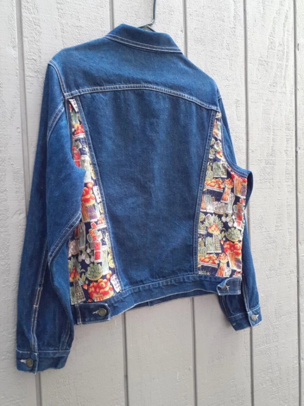 Vtg Meoshe Sport Denim Jacket Vegetable Garden Farmers Market 90s Blue Jean M/L
